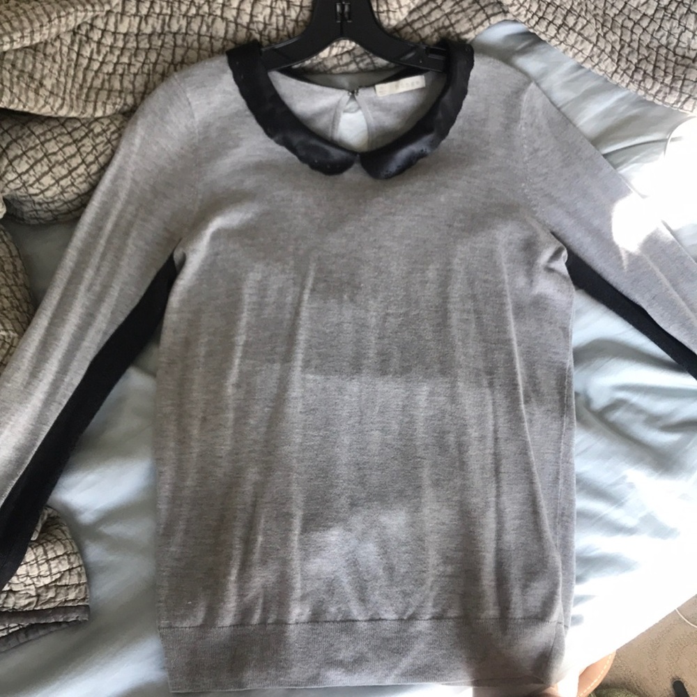 Hinge Sweater with Leather Collar